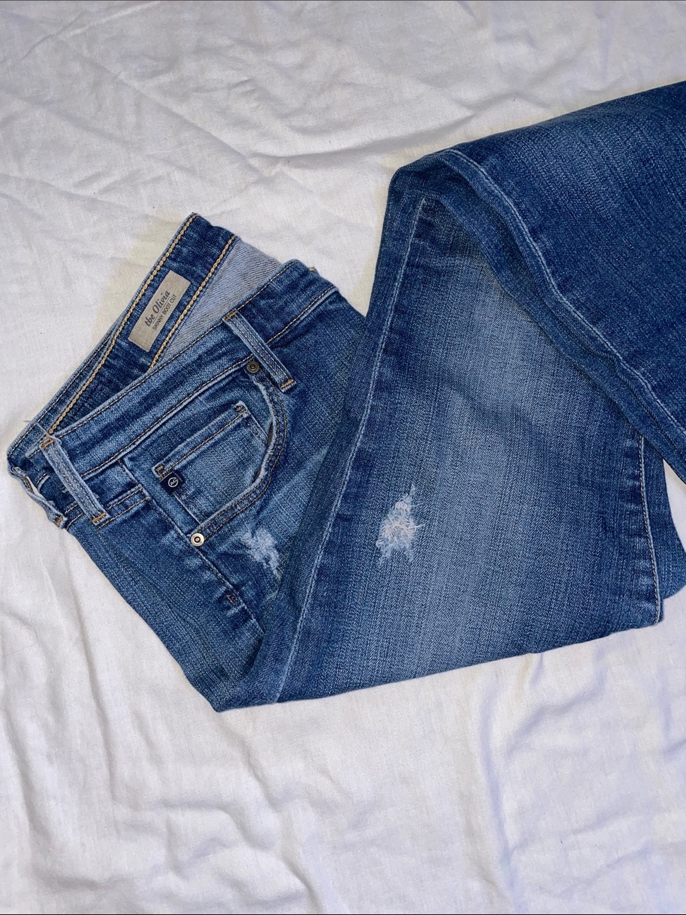 AG Blue Distressed Women’s BOOTCUT Jeans